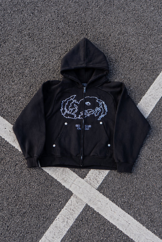 °HURRICANE ZIP UP HOODIE BLACK°